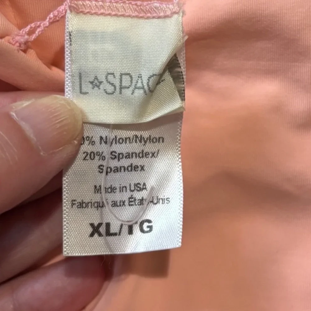 L*Space Swim Parker Peach Square Neck,‎ Wide Strap, V-Back, Bikini Top XL NWOT